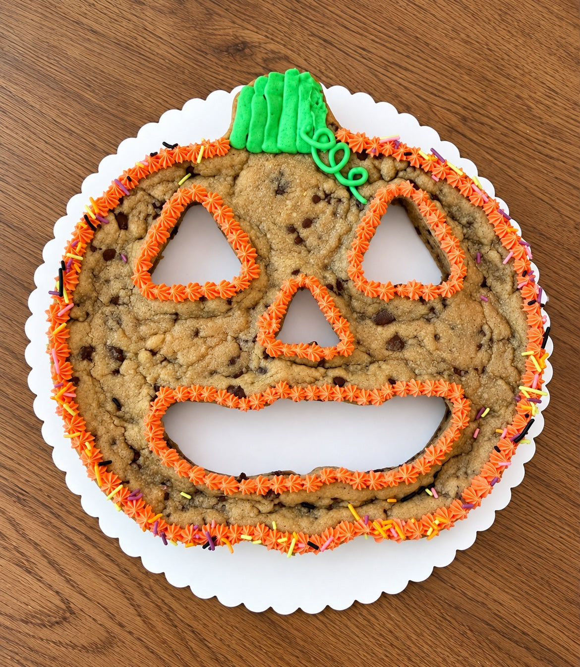 Pumpkin Shaped Cookie Cake